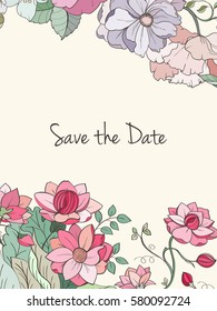 St Valentine's day card can be used for invitation, wedding, postcard or website. Hand-drawn vector love illustration. Flower concept.