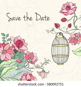 St Valentine's day card can be used for invitation, wedding, postcard or website. Hand-drawn vector love illustration. Flower concept.