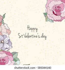 St Valentine's day card can be used for invitation, wedding, postcard or website. Hand-drawn vector love illustration. Flower concept.