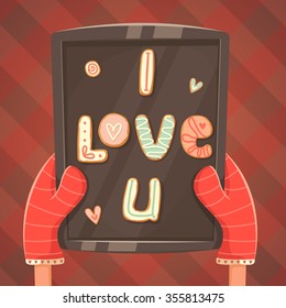 St. Valentine's Day Card with Cookies on Pan