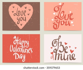 St. Valentine's Day cards with hand-lettering
