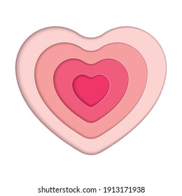 
St. Valentines Day concept. Illustration of pink heart made in paper cutout style. Can be used as a greeting card or invitation background. Vector 10 EPS.