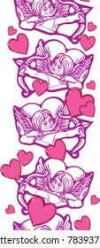 St. Valentine's Day Cupid vector seamless border illustration