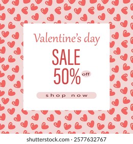 St valentines day discount. Vector illustration in flat style.