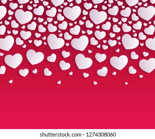 St. Valentine's day elegant background. Vector illustration with white hearts on red gradient. Good for greeting cards, banners, stickers and posters.