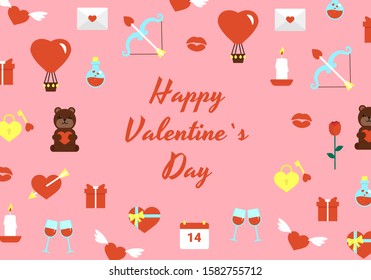 St. Valentine's day. Flat vector illustration concept with text in the center. Сan use for landing page, web, poster, banner, layout, template, flyer, card.