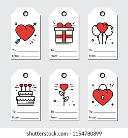 St Valentine's day gift tags. Printable tags collection. Love, romantic, wedding theme. Holiday label
