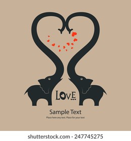 St. Valentine's day greeting card with elephants