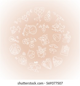St. Valentines Day greeting card. Romantic vector poster. Hand drawn illustration for postcard, save the date card, romantic housewarming poster.
