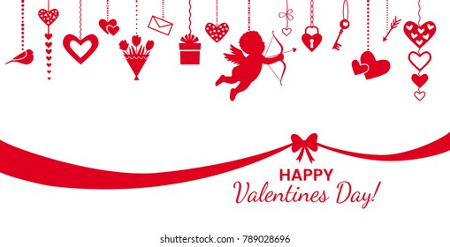 St. Valentine's Day - greeting card or banner. vector illustration isolated on a red background. concept of love