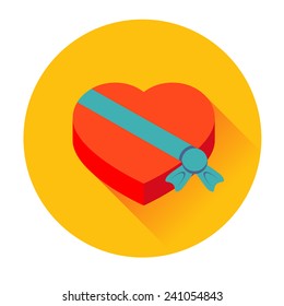 St. Valentines Day heart box gift with bowl icon