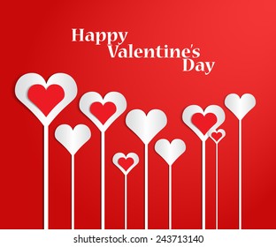 St. Valentine's Day. Hearts on a red background in the form of florets. Vector illustration. Set.