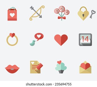 St. Valentine's Day icons, flat design