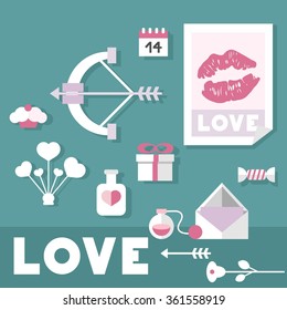 st valentines day icons set