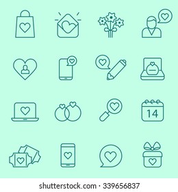 St. Valentine's Day icons, thin line design