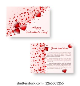 St. Valentine's Day invitation template with bright soaring hearts