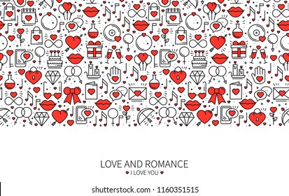 St Valentine's day line banner. Love, romantic, wedding theme. Website design concept. Save the date