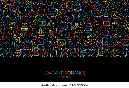 St Valentine's day line banner. Love, romantic, wedding theme. Website design concept. Save the date