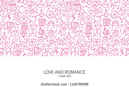 St Valentine's day line banner. Love, romantic, wedding theme. Website design concept. Save the date