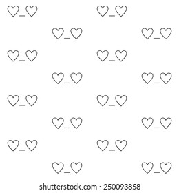 St. Valentines Day minimalistic seamless pattern with 'In love' emoticon in linear style