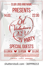 St. Valentine's Day party club white background flyer eps10