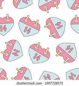 St. Valentine's Day pattern. The seamless background of 14 february calendar pages on a white background. Vector 10 EPS