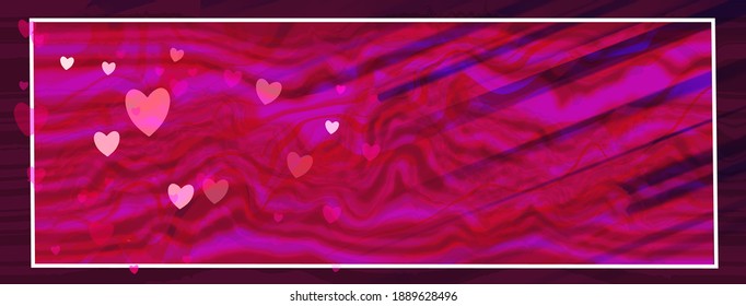 St Valentins Tag rosafarbener Hintergrund mit Herz und Kurven und Rahmen. Layered eps10 Vektorgrafik.