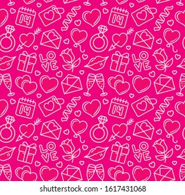 St. Valentine`s Day pink color background isolated vector seamless pattern
