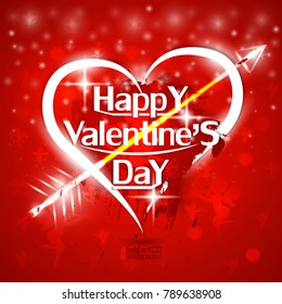 St. Valentine's Day red background abstraction white heart transparent angels