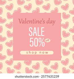 St valentines day sale. Vector illustration in flat style.