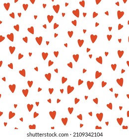 St. Valentine's Day seamless pattern. Red hearts on a white background