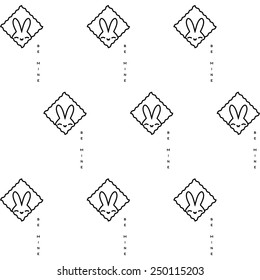 St. Valentines Day seamless pattern with bunny character and 'Be mine' text