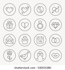 St. Valentine's Day thin line icon set