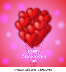 St Valentines day vector air balloons set with text vintage retro greeting card background with bokeh