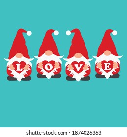 St. Valentine's day vector design, Gnomes with hearts cut file, Gnomes clipart