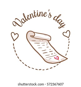 St Valentines day vector design element. Suitable for party invitation, romantic greeting card or web banner. Love letter in cute frame