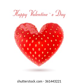 St. Valentine's Day. Vector. Red heart-shaped strawberries isolated on white background. Strawberry-heart.