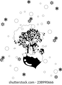St. Valentine's Day when it snows. A girl to wait impatiently for with a snowman.