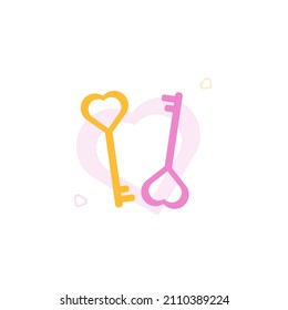 St. Valentines flat heart shaped keys