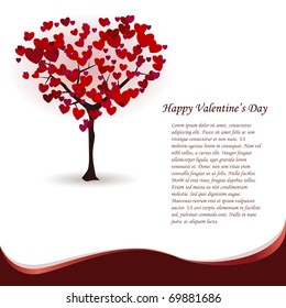 St. Valentine's greeting card with love tree in the shape of heart