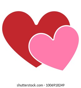 St. Valentine's greeting card. Red and pink heart on a white background.