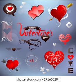 St Valentines related design elements. EPS-10