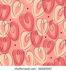 St. Valentine's seamless pattern with hearts, vector illustration for wrapping paper, greeting cards and textile swatches.