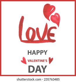 St. Valentine's vector watercolor postcard 