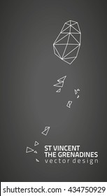 St. Vincent and the Grenadines black vector contour map