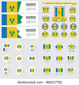 st vincent & the grenadines independence day, infographic, and label Set.