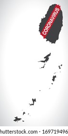 St Vincent and the Grenadines map with Coronavirus warning illustration