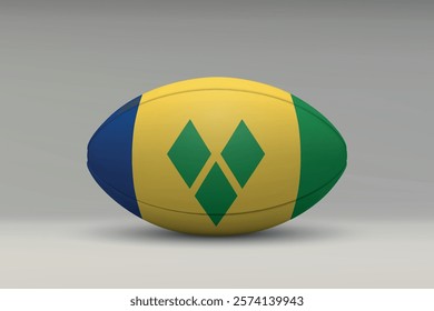 St Vincent and the Grenadines rugby ball featuring the national flag design on a gray background