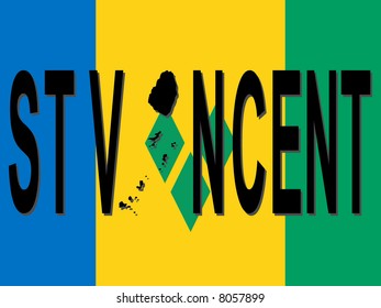 Texto de São Vicente com mapa na ilustração da bandeira