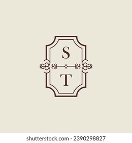 ST vintage wedding initial logo in high quality professional design that will print well across any print media